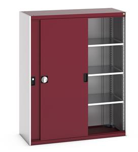 40014064.** Bott cubio cupboard with lockable sliding doors 1600mm high x 1300mm wide x 525mm deep and supplied with 3 x 160kg capacity shelves.   Ideal for areas with limited space where standard outward opening doors would not be suitable....